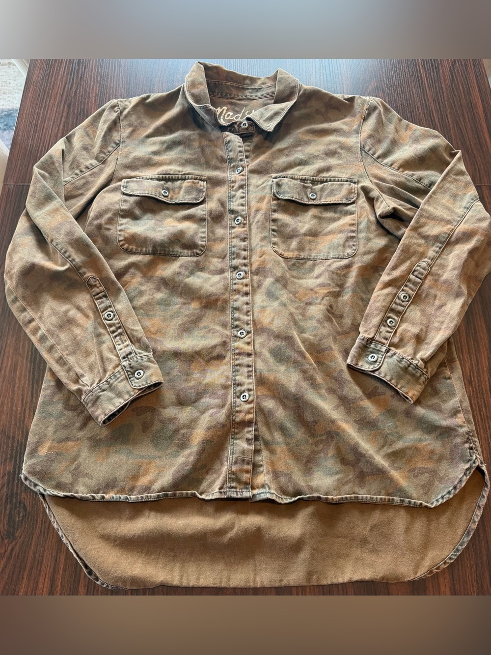 Madewell Women’s Camo Button Down Shirt Utility Shacket 100% Cotton Size L